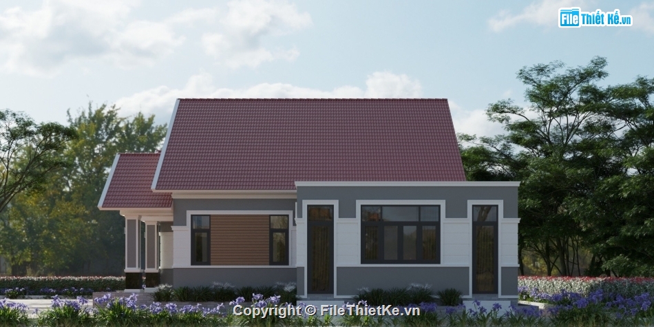nhà cấp 4,Mẫu nhà mái Thái,cad nhà cấp 4